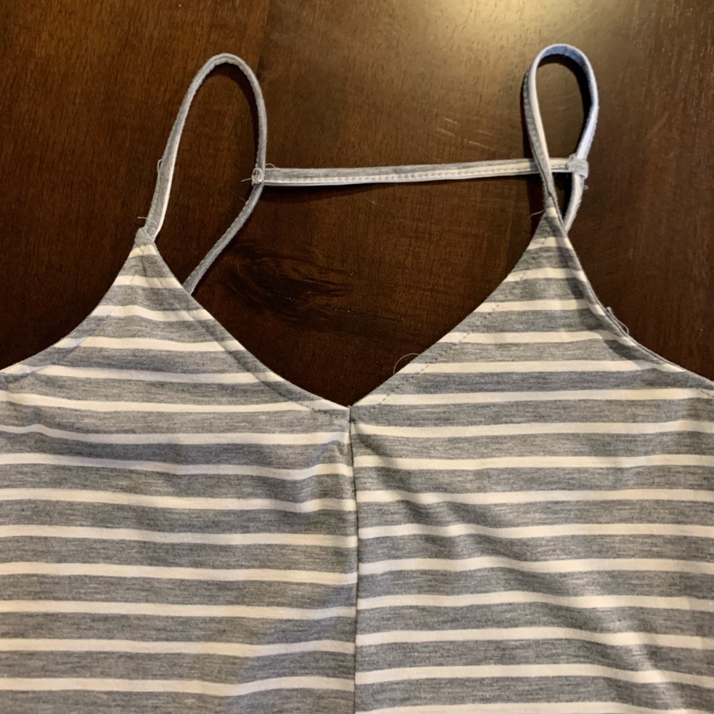 Grey & White Striped Maxi Dress